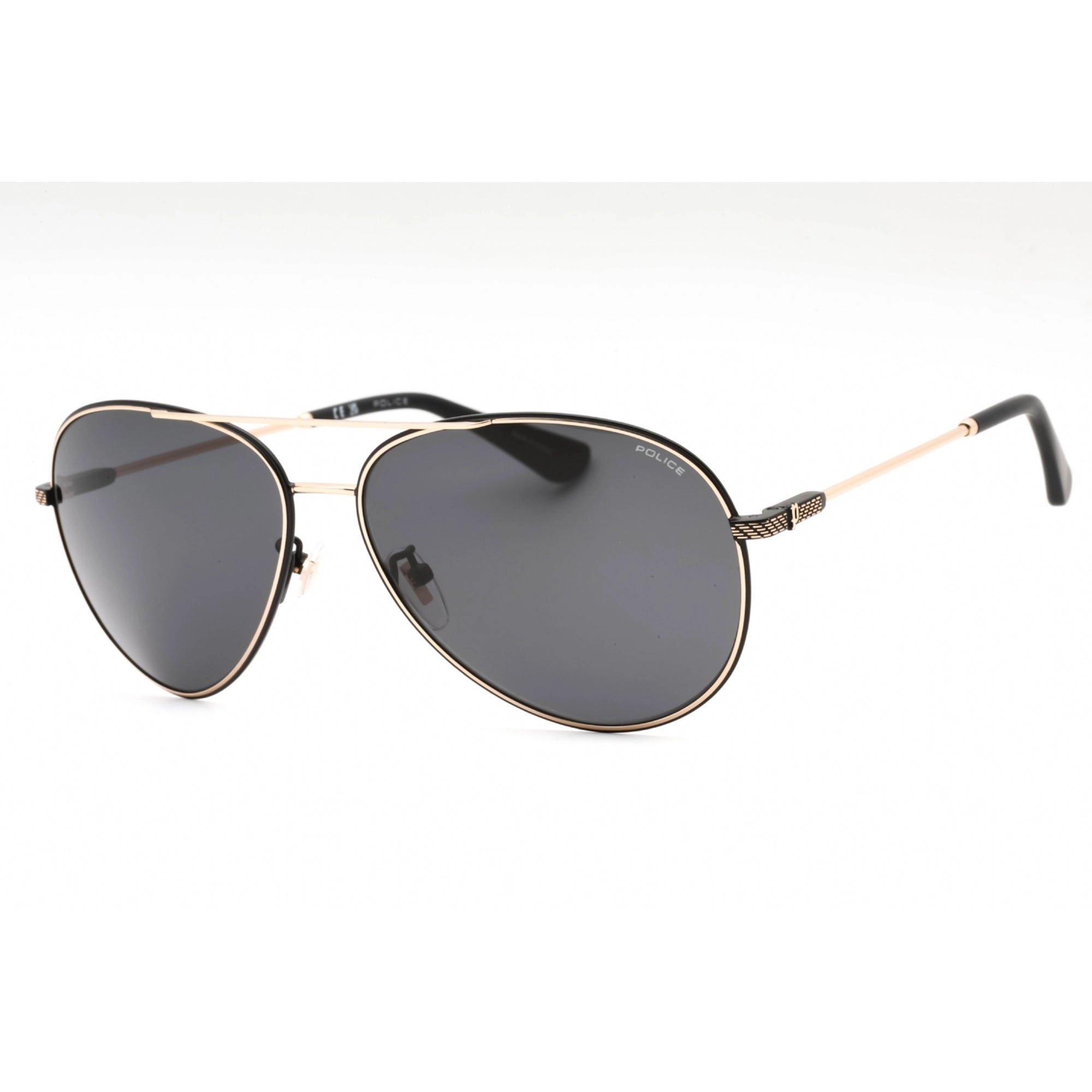 Police Men's Sunglasses - Black Rose Gold Metal Aviator Full Rim Frame | SPLL11 0302