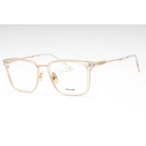 Police Women's Eyeglasses - Clear On Gold Metal Rectangular Full Rim | VPLF09 300Y