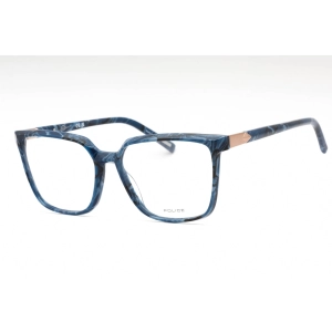 Police Women's Eyeglasses - Marbled Blue Plastic Rectangular Shape Frame| VPLF27 0Z20