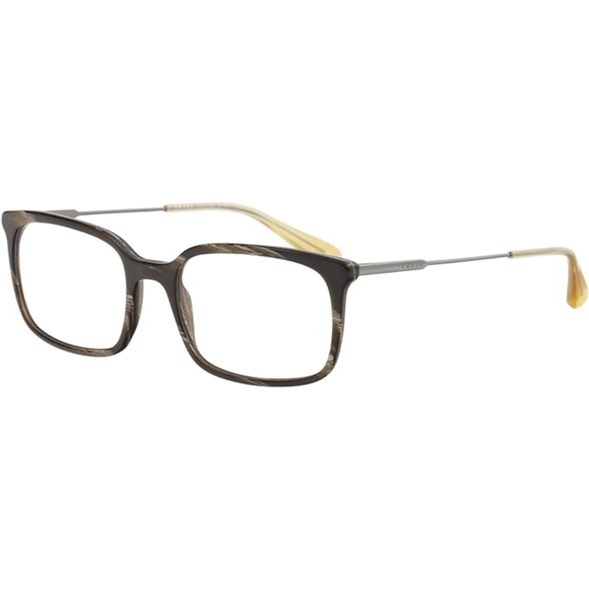 Prada Men's Eyeglasses - Dark Horn Plastic Rectangular Frame | PRADA 0PR16UV C9O1O155