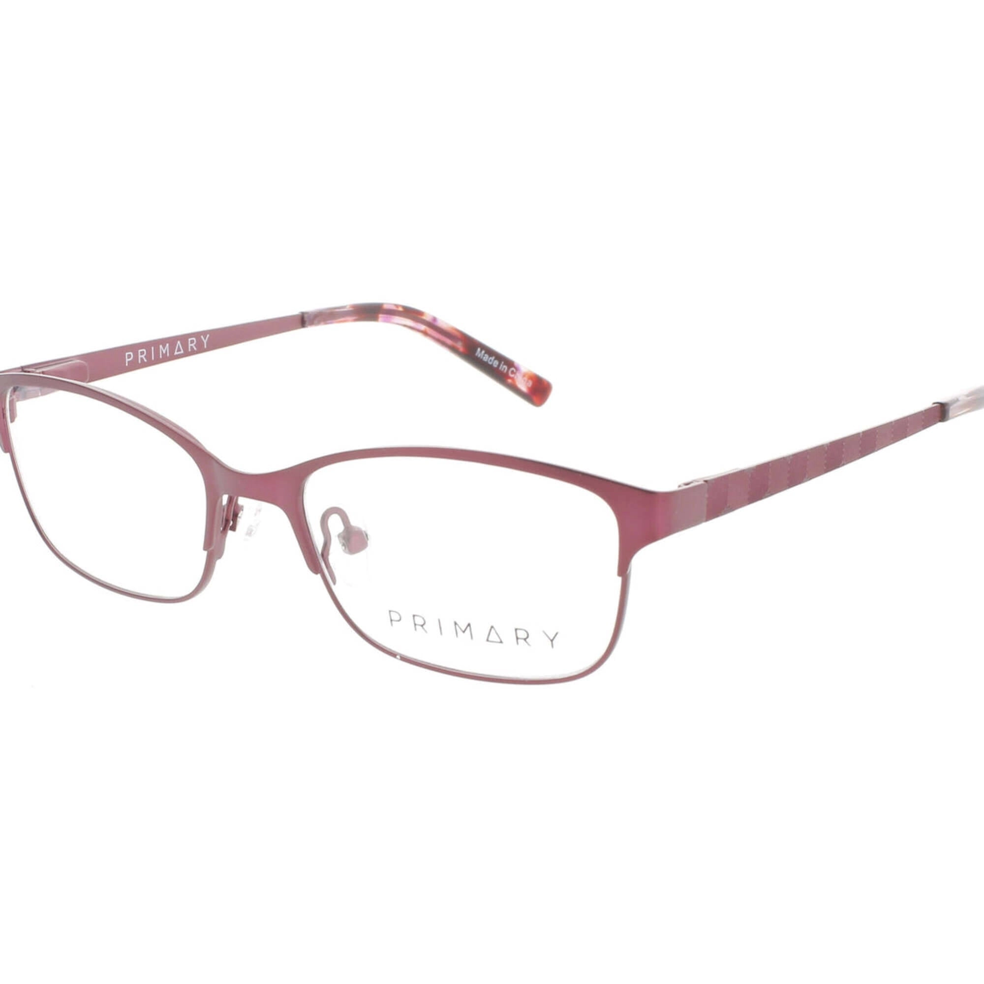 Primary Kid's Eyeglasses - Demo Lens Metal Rectangular Full Rim Frame | Pk128 Burgundy