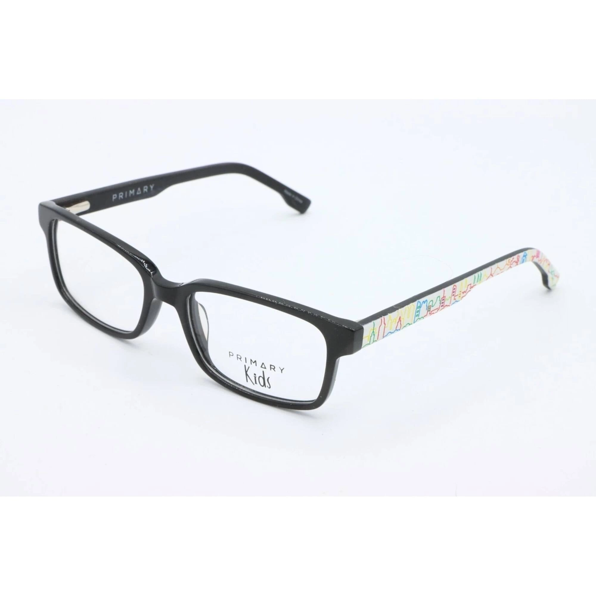Primary Kid's Eyeglasses - Demo Lens Plastic Rectangular Full Rim Frame | Pk117 Black