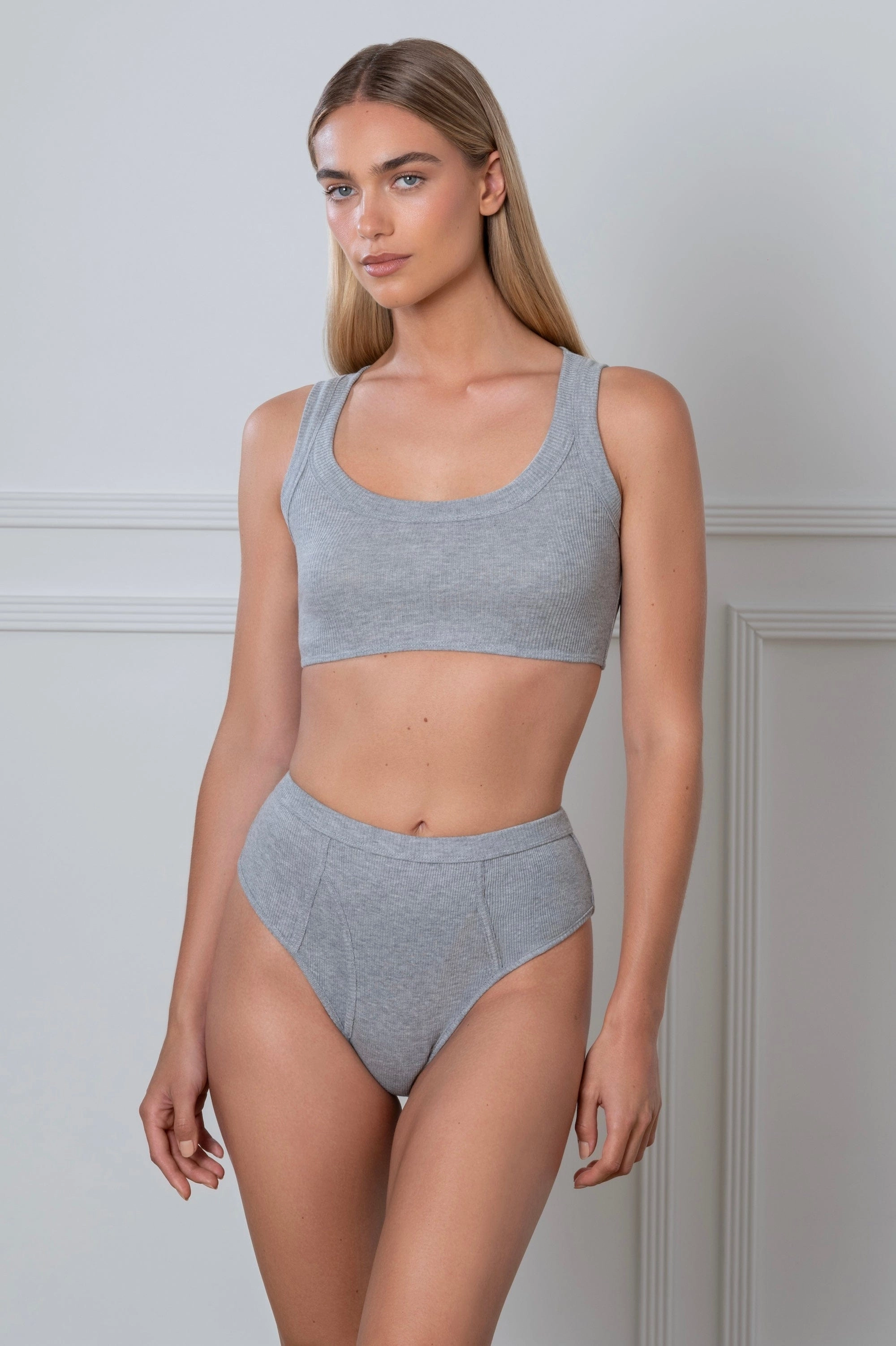 Rib Crop Grey