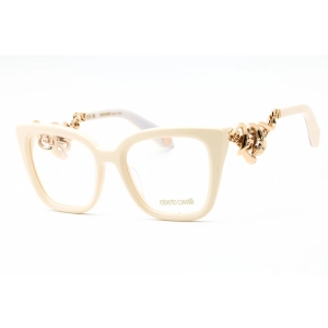 Roberto Cavalli Women's Eyeglasses - Cream Plastic Full Rim Cat Eye | VRC051M 09X7