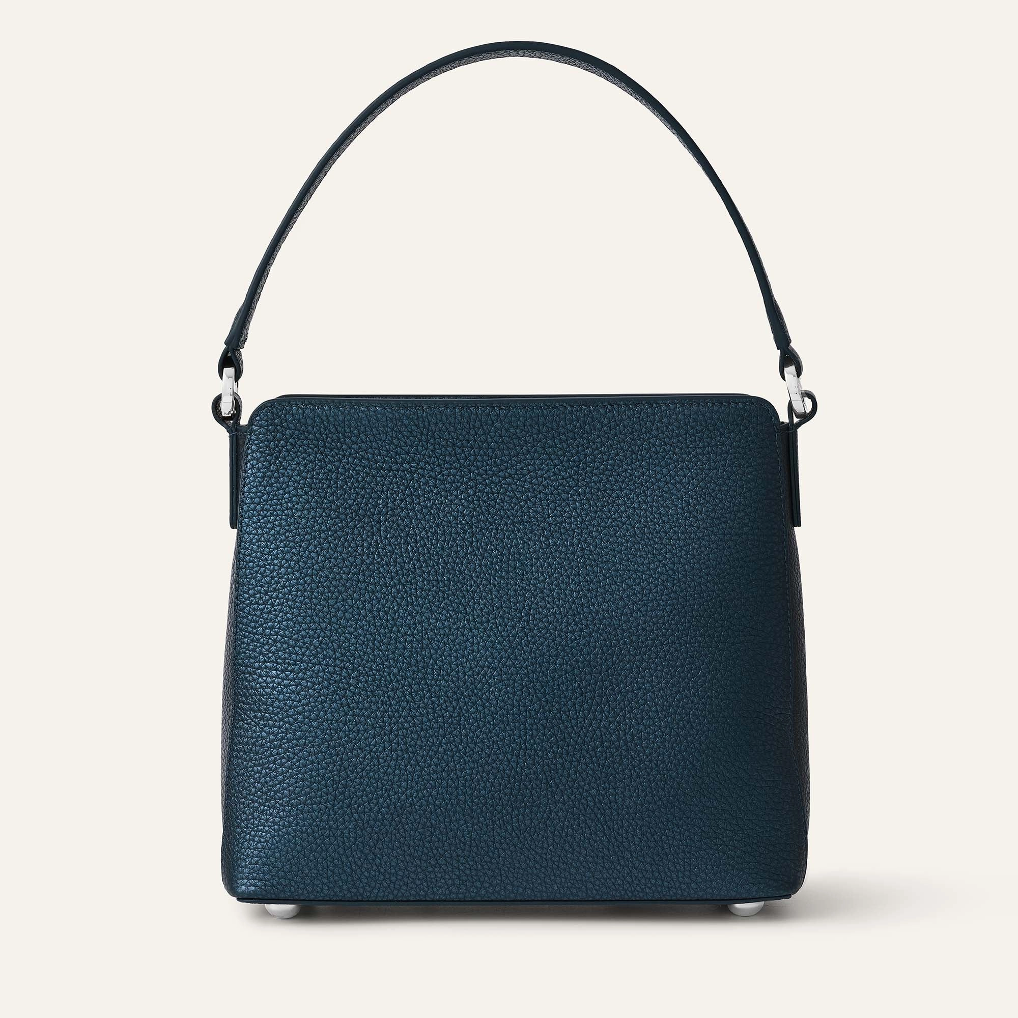 Rosa Handbag | Metallic Navy with Silver hardware