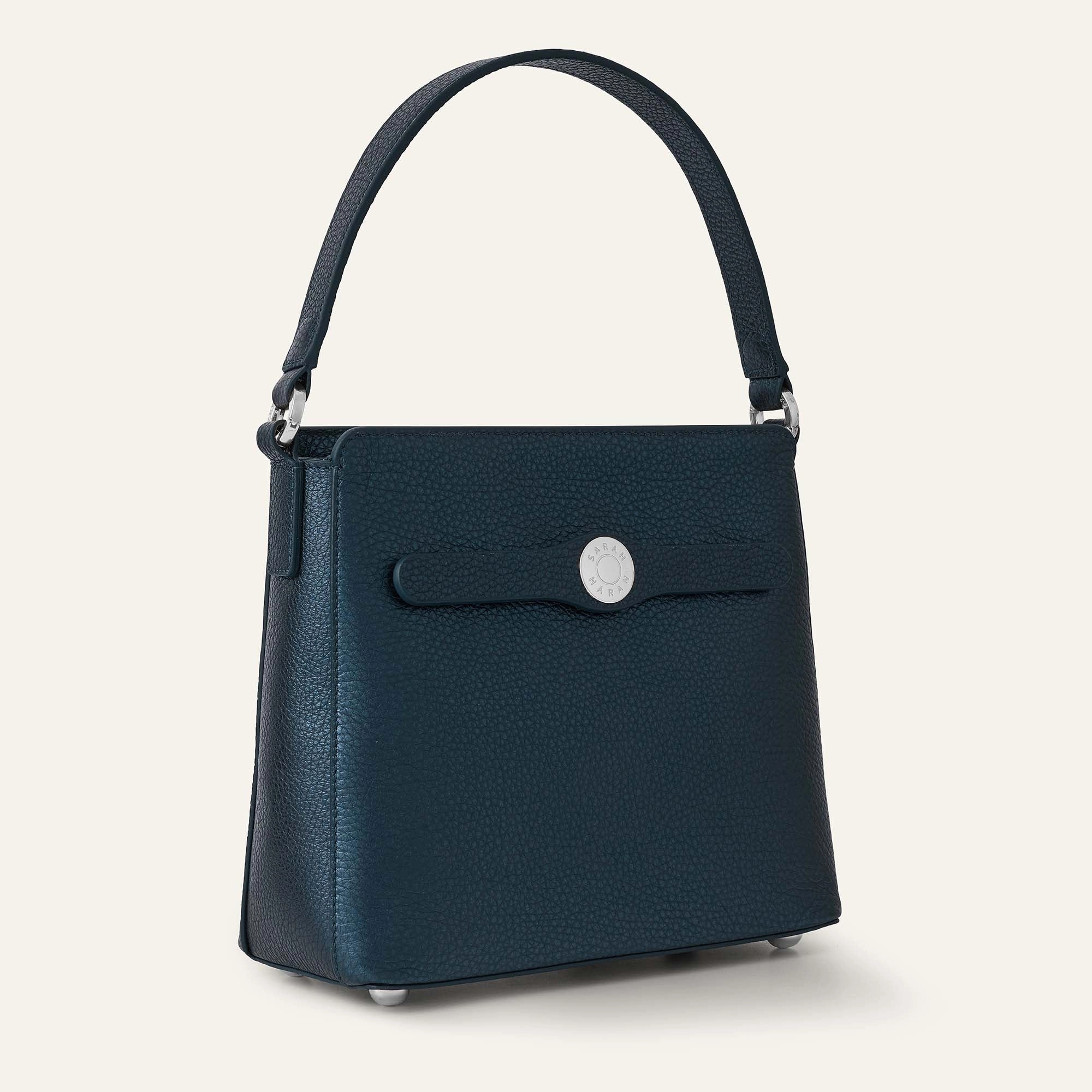 Rosa Handbag | Metallic Navy with Silver hardware