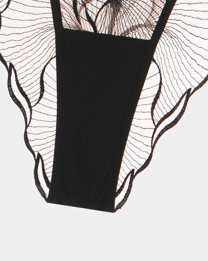Ruffle Shoulder Strap Bra and Panty Set
