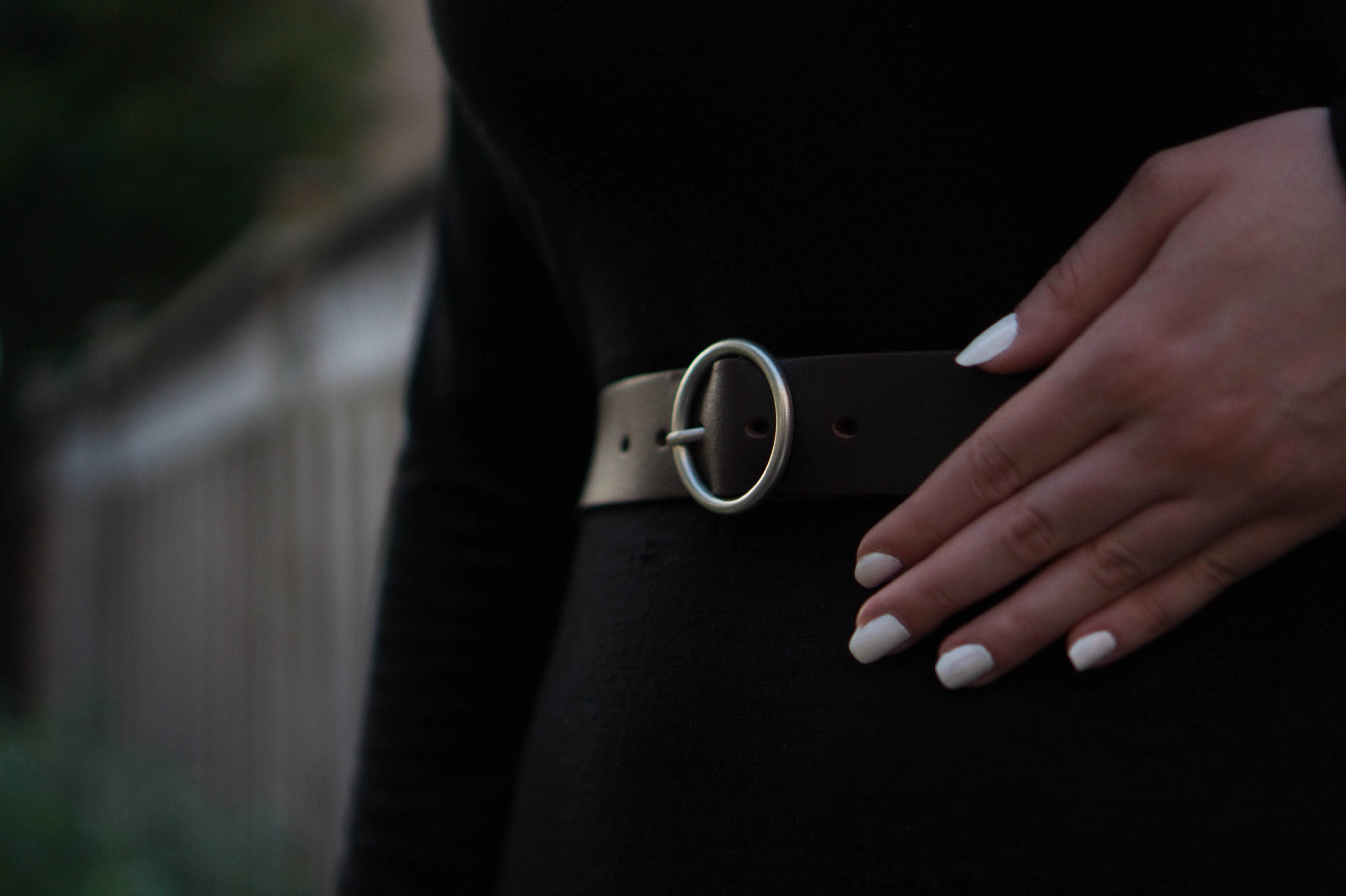 Sempre - Brown Vachetta Leather Waist Belt with Circular Buckle - Made in Canada