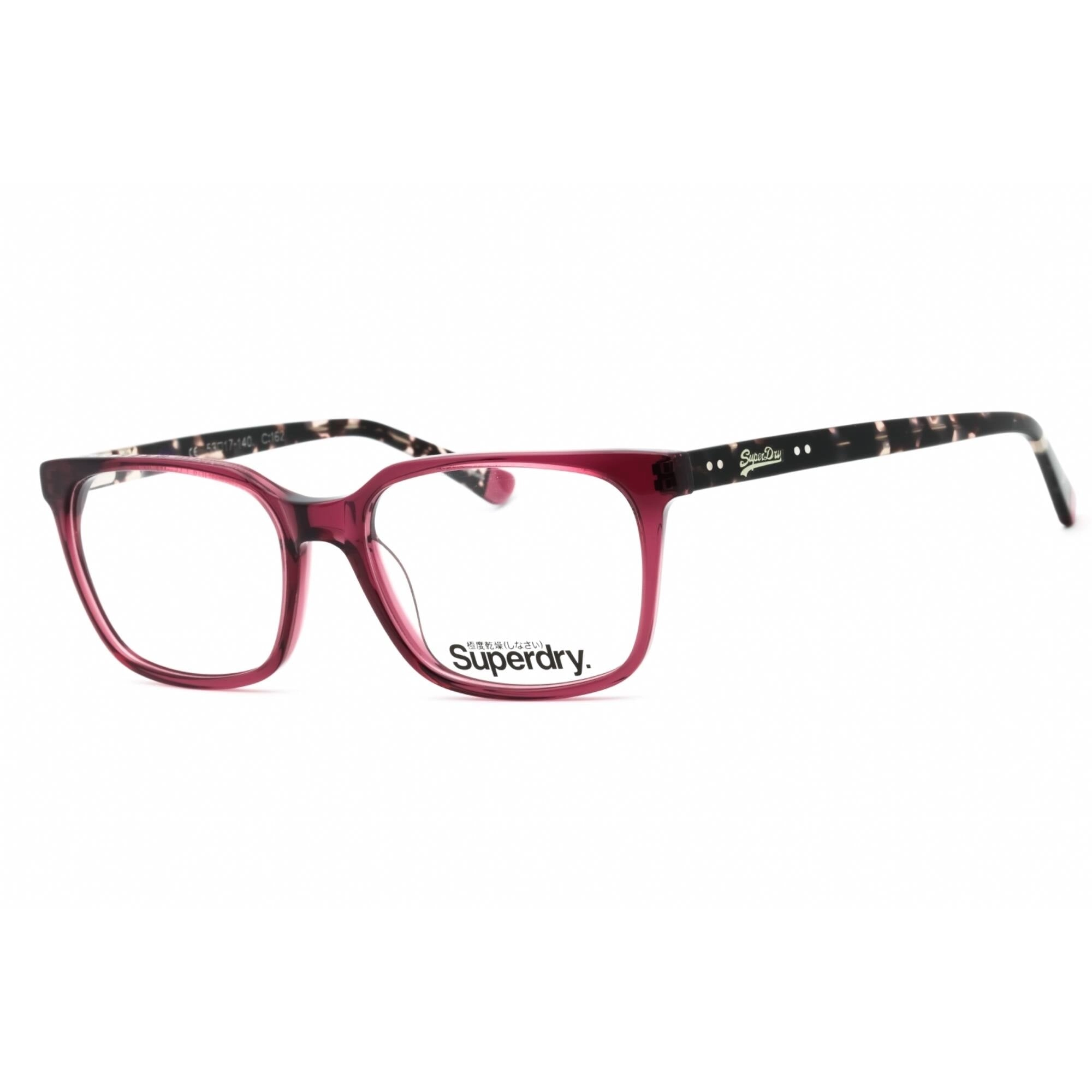 Superdry Unisex Eyeglasses - Plum/Black Plastic Square Full Rim Frame | SDO-OREGON 162