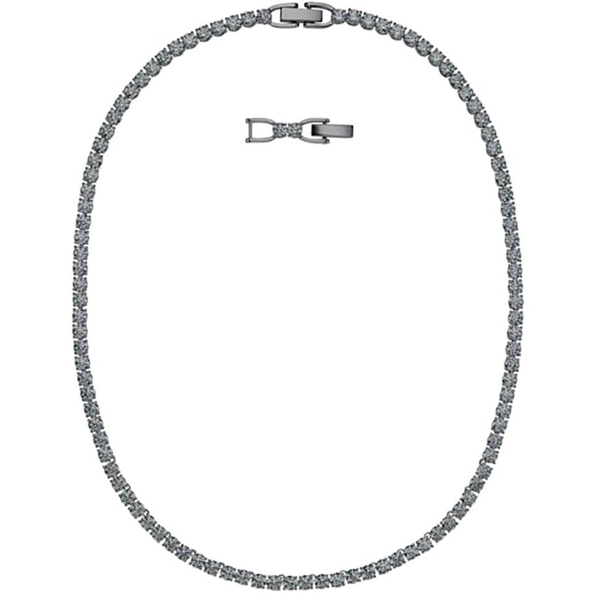 Swarovski Women's Necklace - Tennis Deluxe Black Crystals Rhodium Plated | 5517113