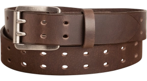 The Holey Buffalo: Brown Non Stitched Double Prong Water Buffalo Leather Belt With Nickel Roller 1.50" (Soft & Flexible)