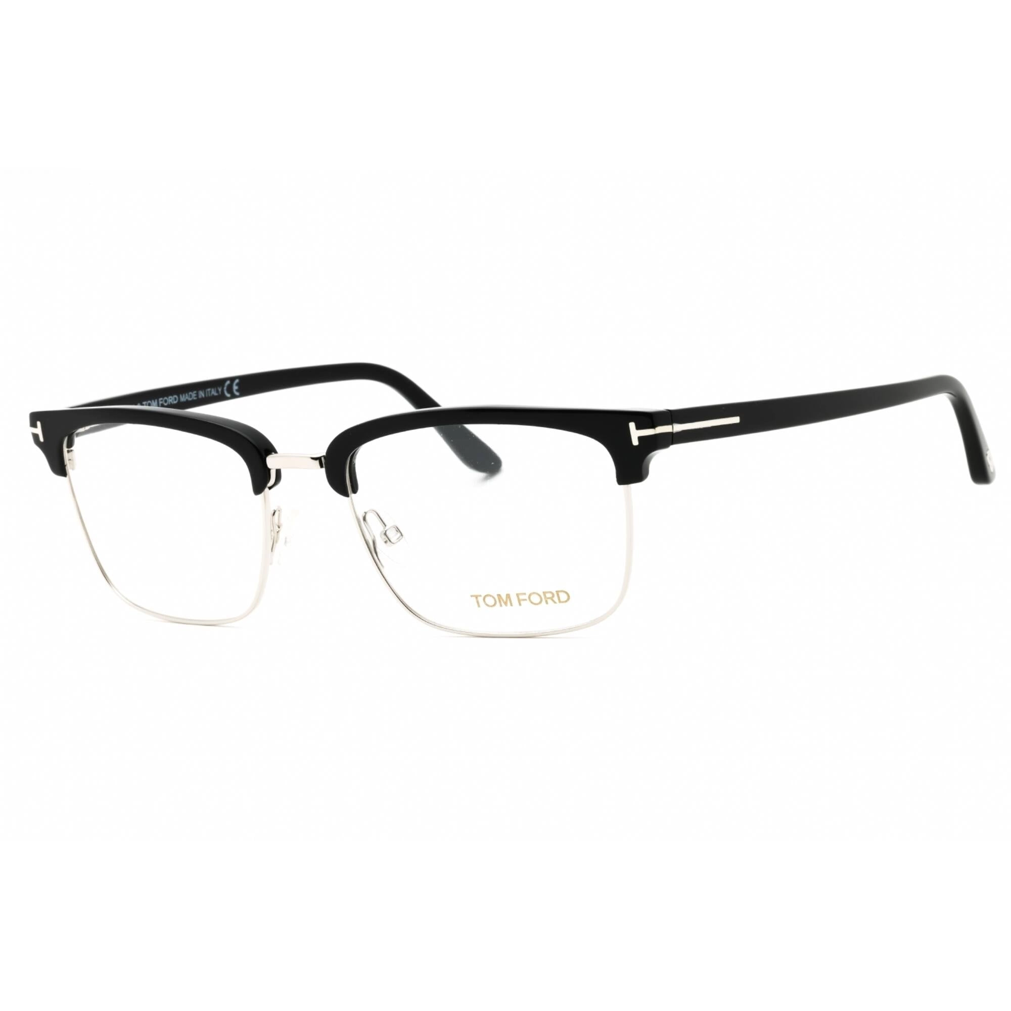Tom Ford Men's Eyeglasses - Black Metal Square Full Rim Frame Clear Lens | FT5504 005