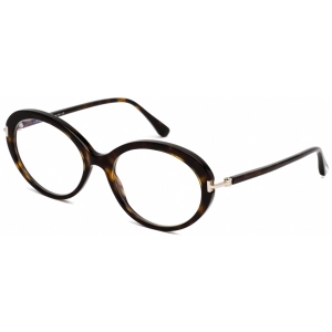 Tom Ford Men's Eyeglasses - Full Rim Dark Havana Plastic Oval Frame | FT5675-B 052