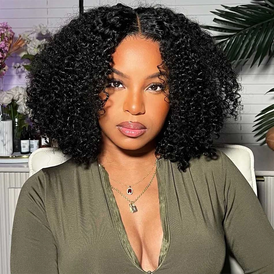 Tuneful 250% Density Double Drawn Kinky Curly Fluffy Human Hair Wigs