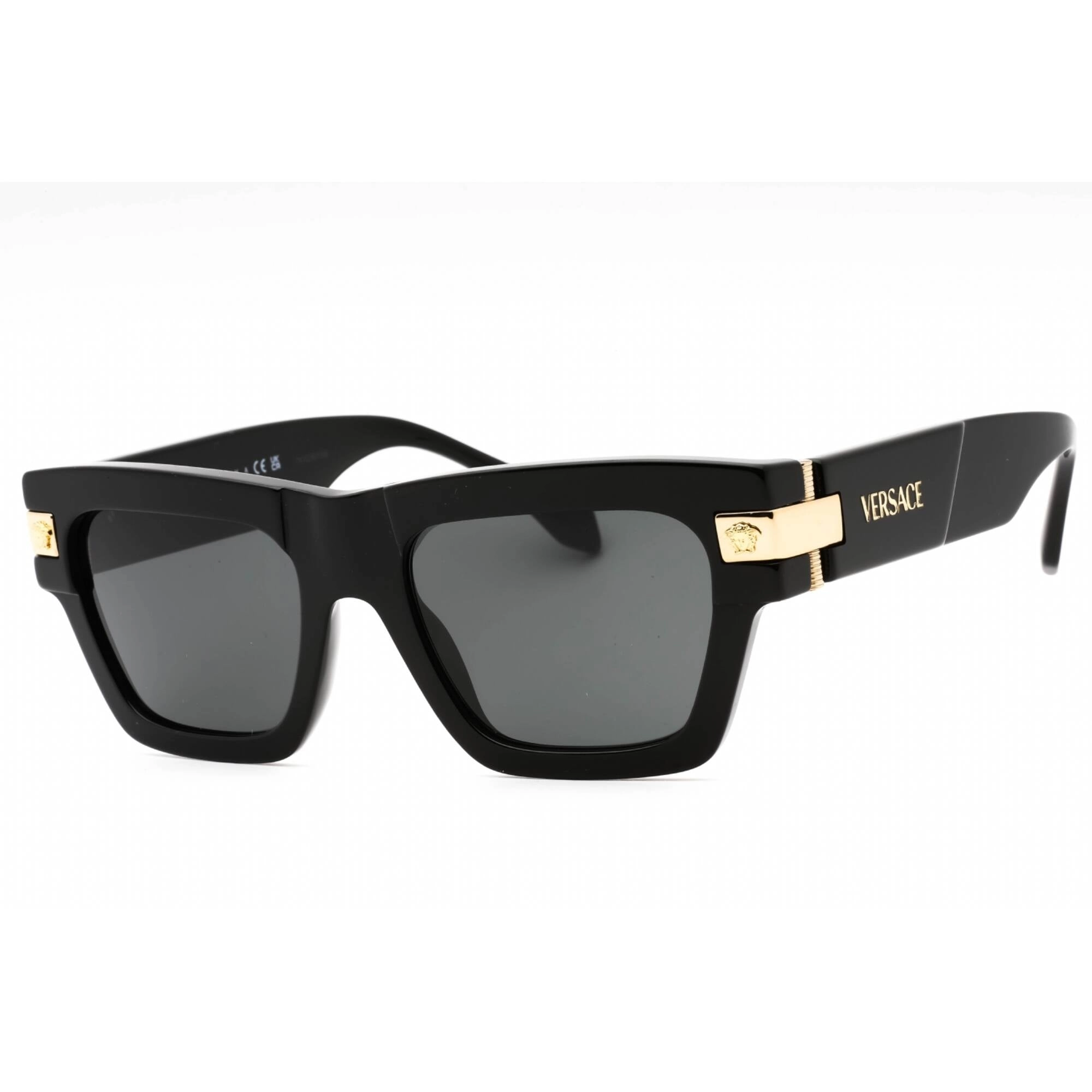 Versace Men's Sunglasses - Black/Gold Plastic Square Full Rim Frame | 0VE4464 GB1/87