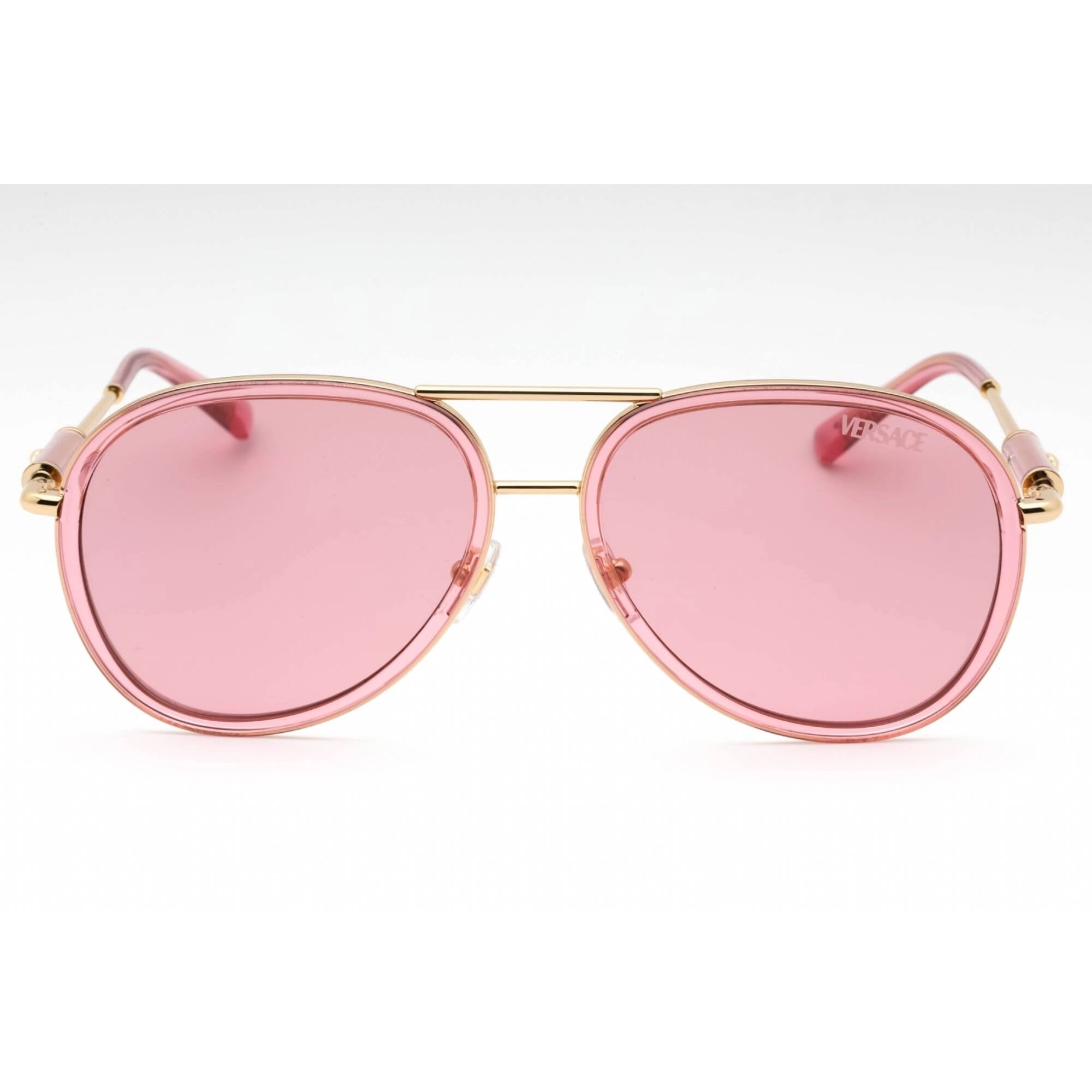 Versace Women's Sunglasses - Pink Transparent Metal Full Rim Frame | 0VE2260 100284