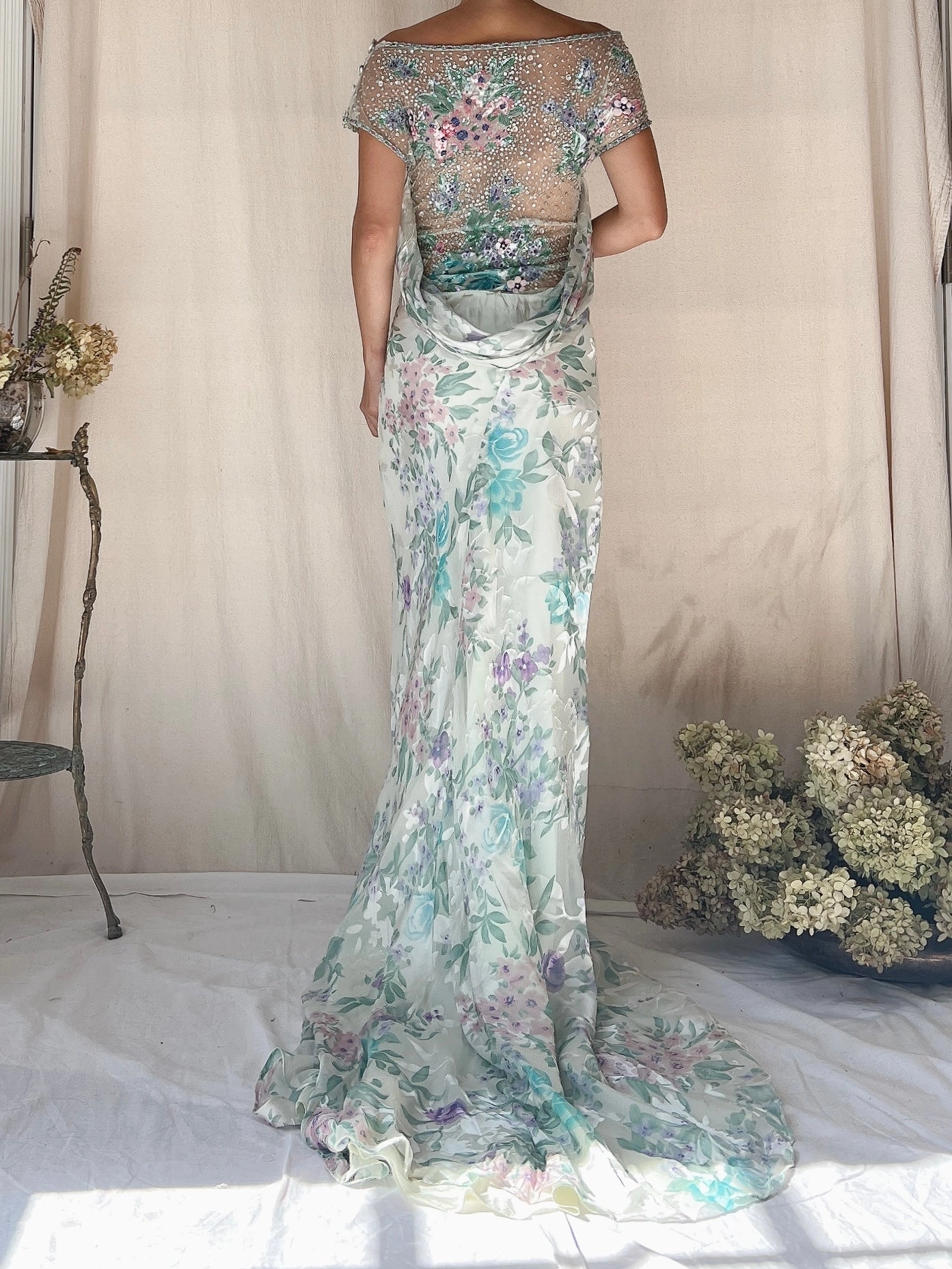 Vintage Belleville Sassoon Silk Embellished Gown - L