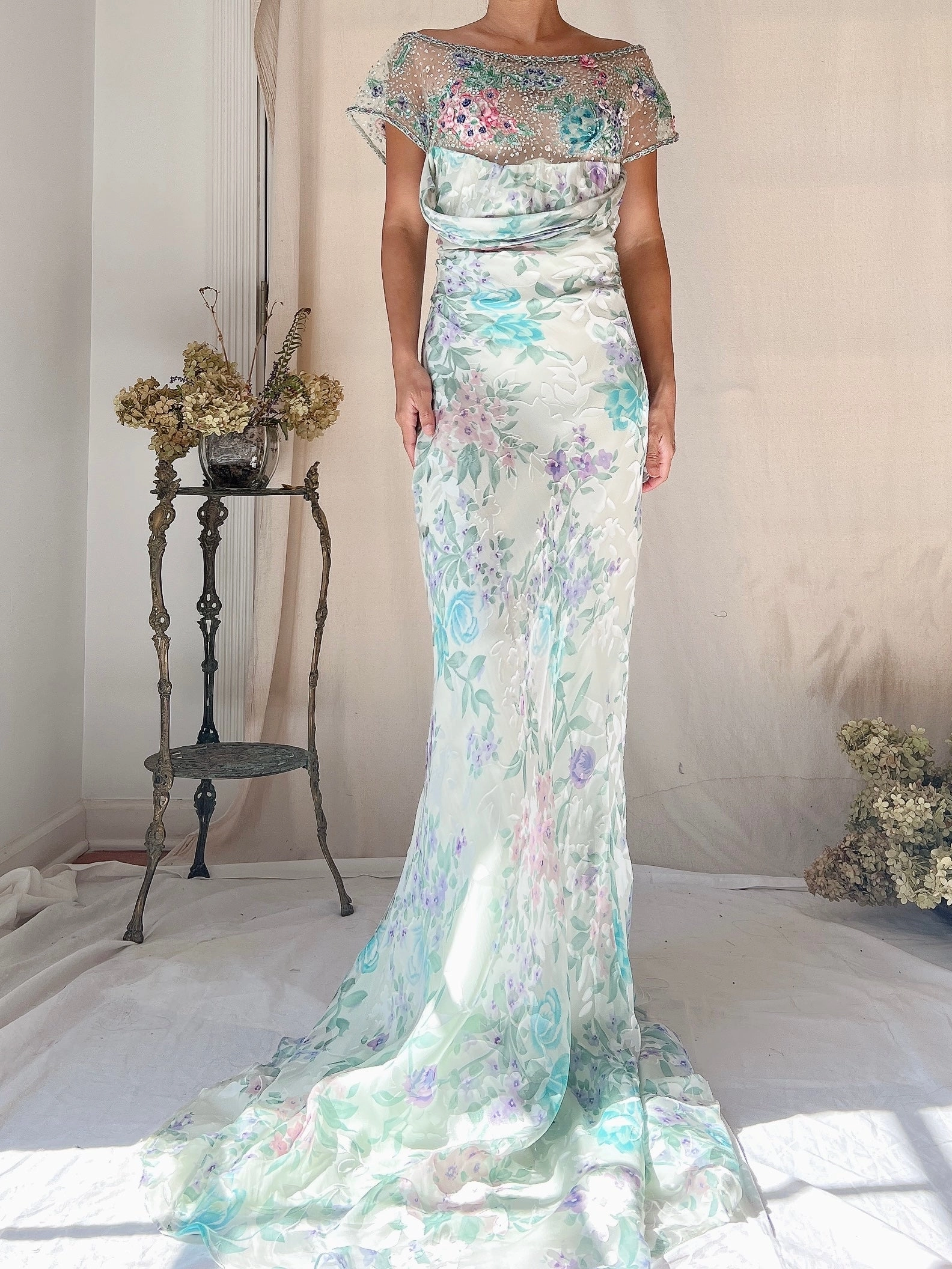 Vintage Belleville Sassoon Silk Embellished Gown - L