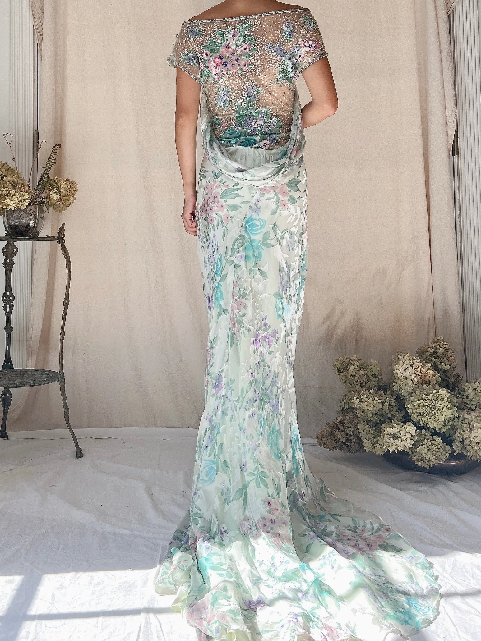 Vintage Belleville Sassoon Silk Embellished Gown - L