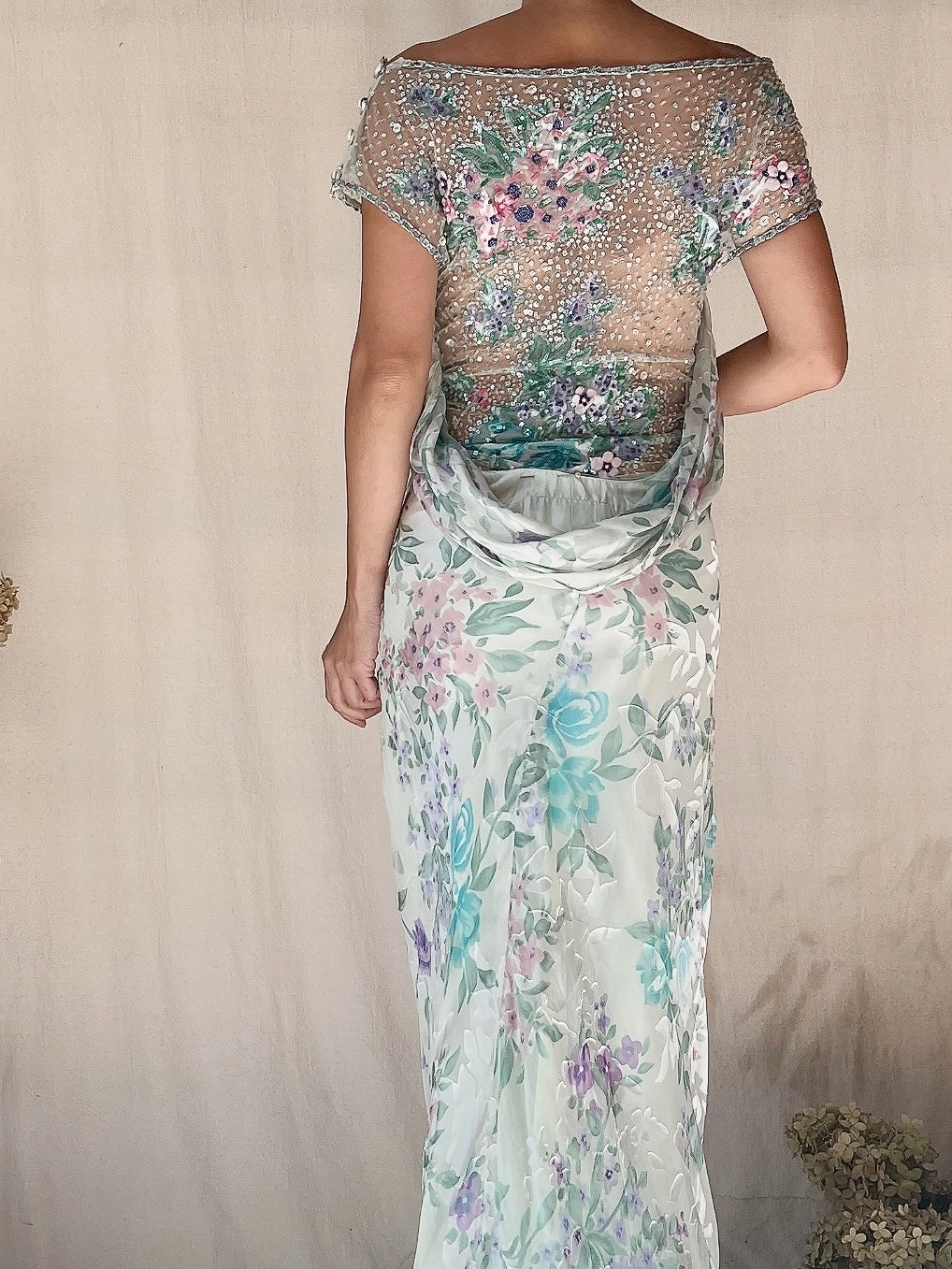 Vintage Belleville Sassoon Silk Embellished Gown - L