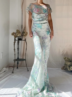 Vintage Belleville Sassoon Silk Embellished Gown - L