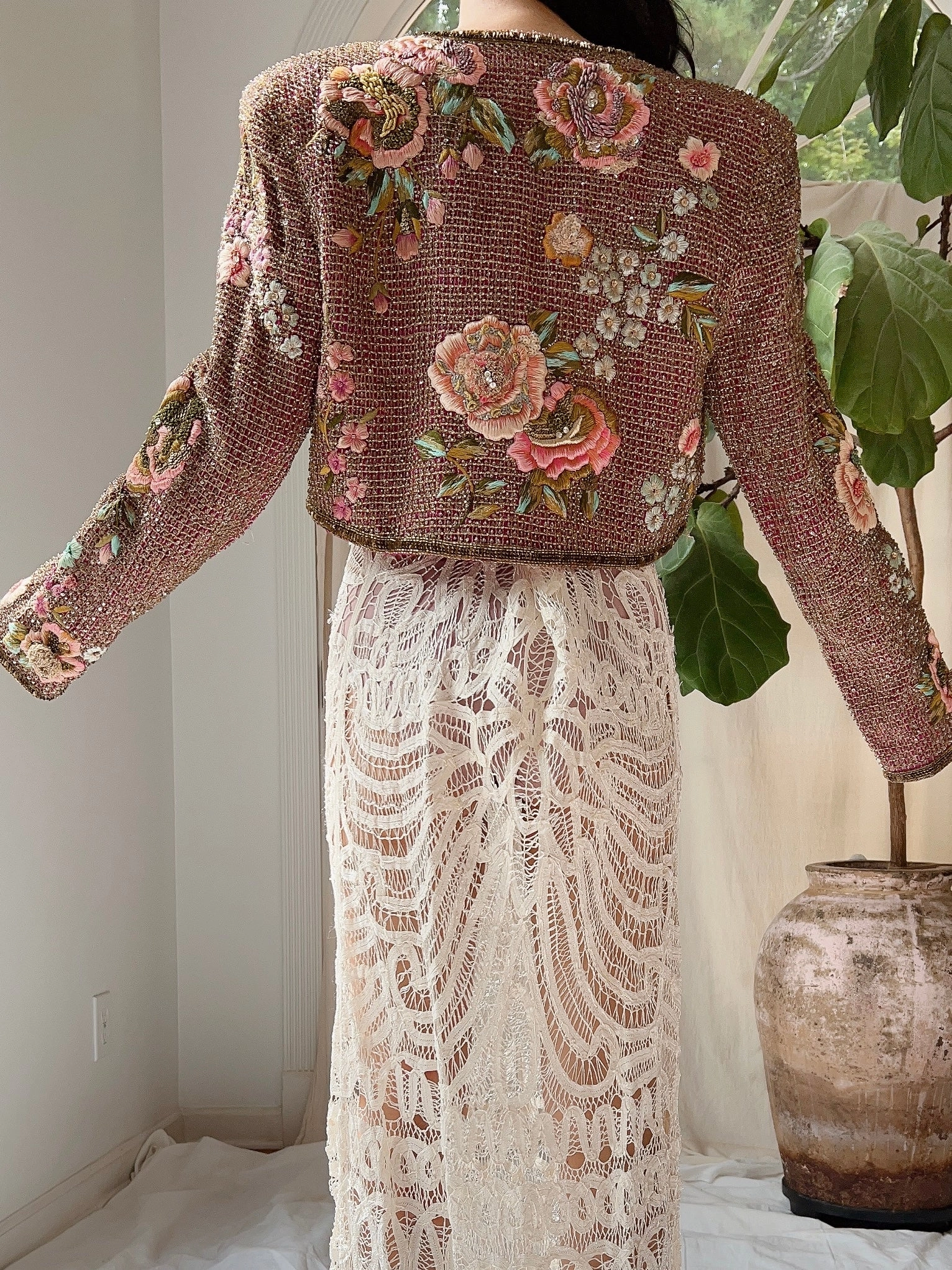 Vintage Couture Hand-Embroidered Beaded Jacket - S