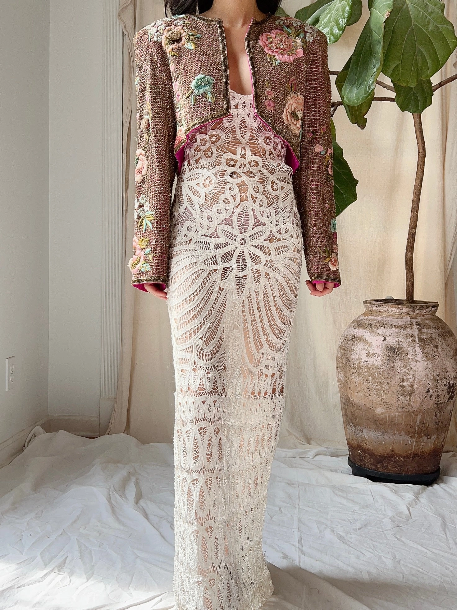 Vintage Couture Hand-Embroidered Beaded Jacket - S
