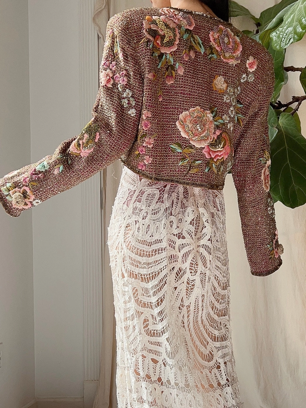 Vintage Couture Hand-Embroidered Beaded Jacket - S