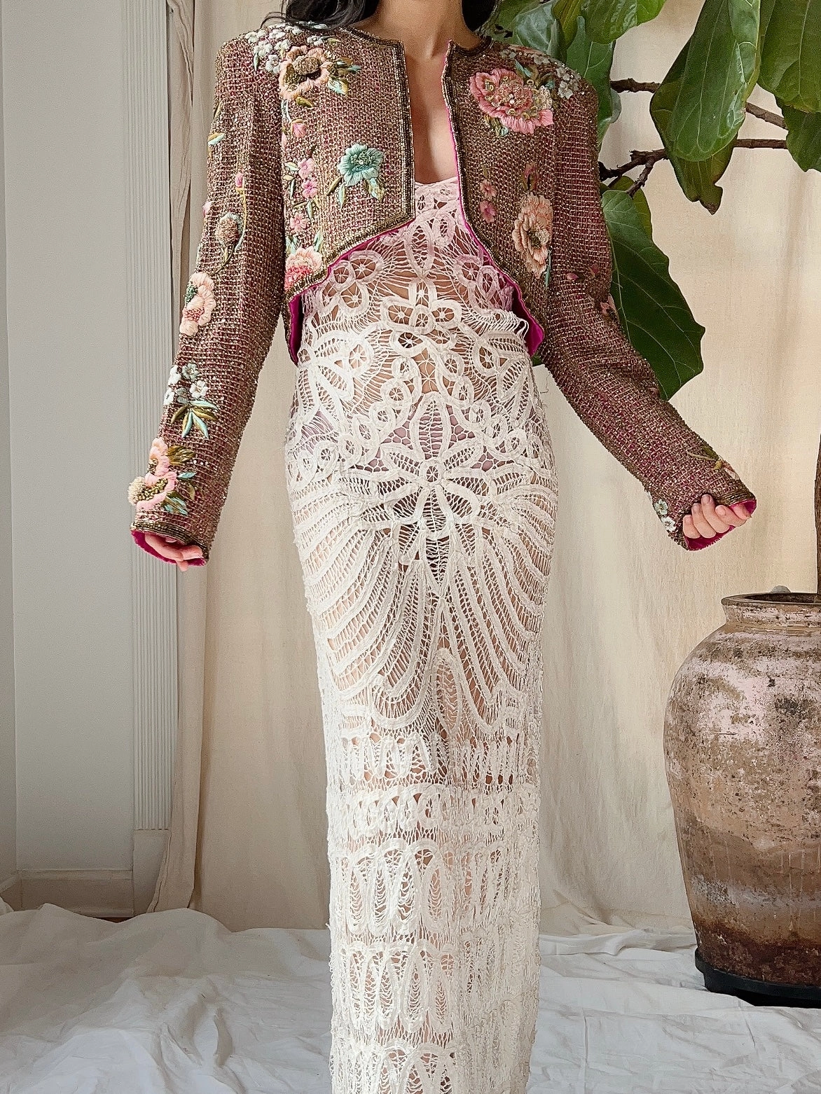 Vintage Couture Hand-Embroidered Beaded Jacket - S