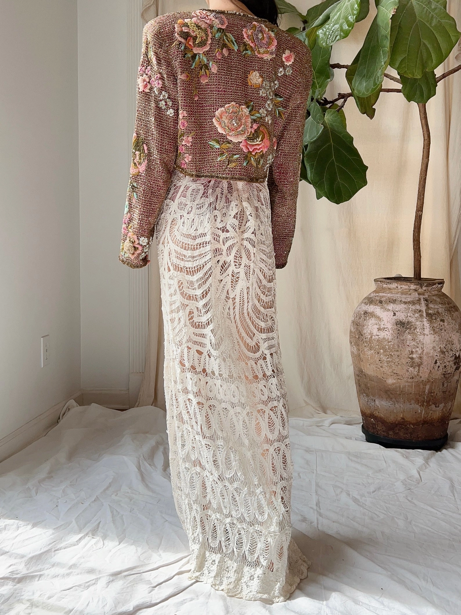 Vintage Couture Hand-Embroidered Beaded Jacket - S