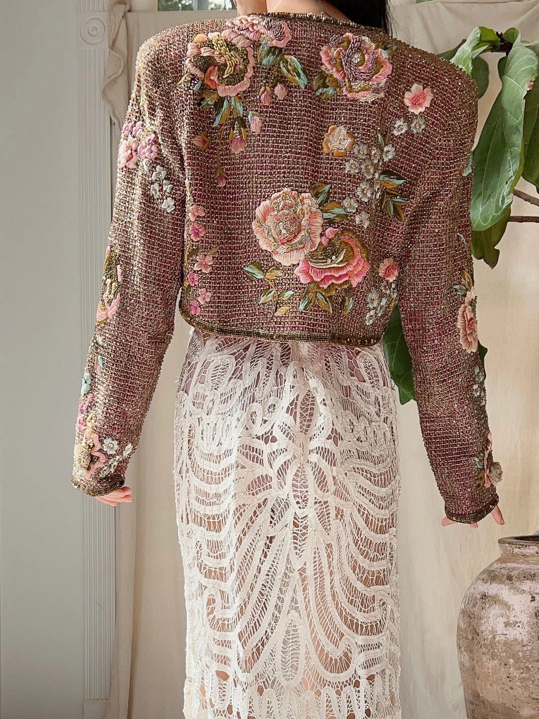 Vintage Couture Hand-Embroidered Beaded Jacket - S