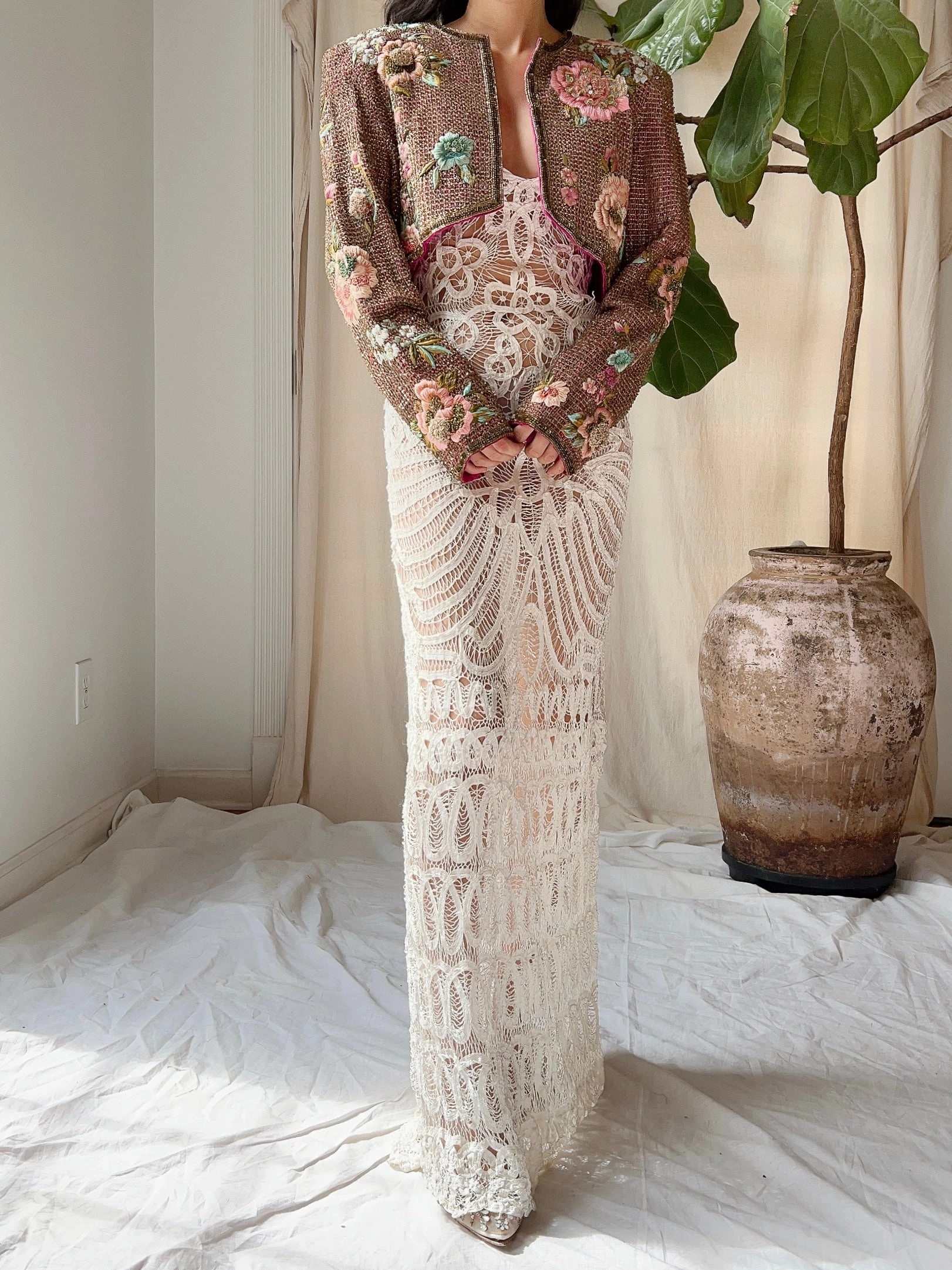 Vintage Couture Hand-Embroidered Beaded Jacket - S