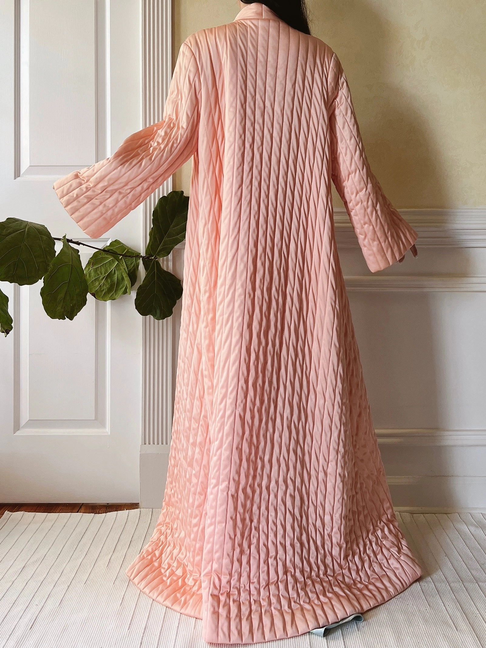 Vintage Peach Quilted Duster - M