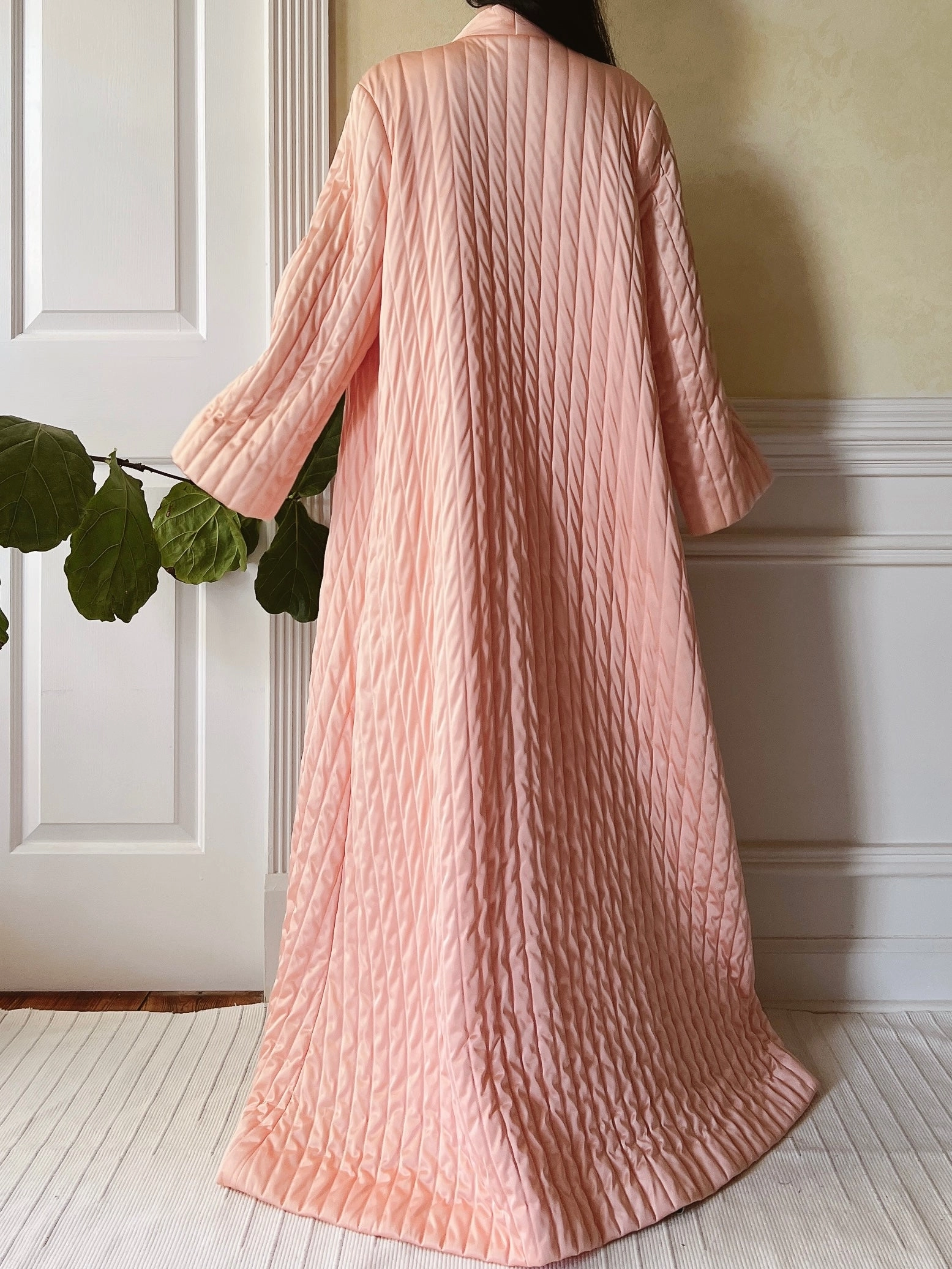 Vintage Peach Quilted Duster - M