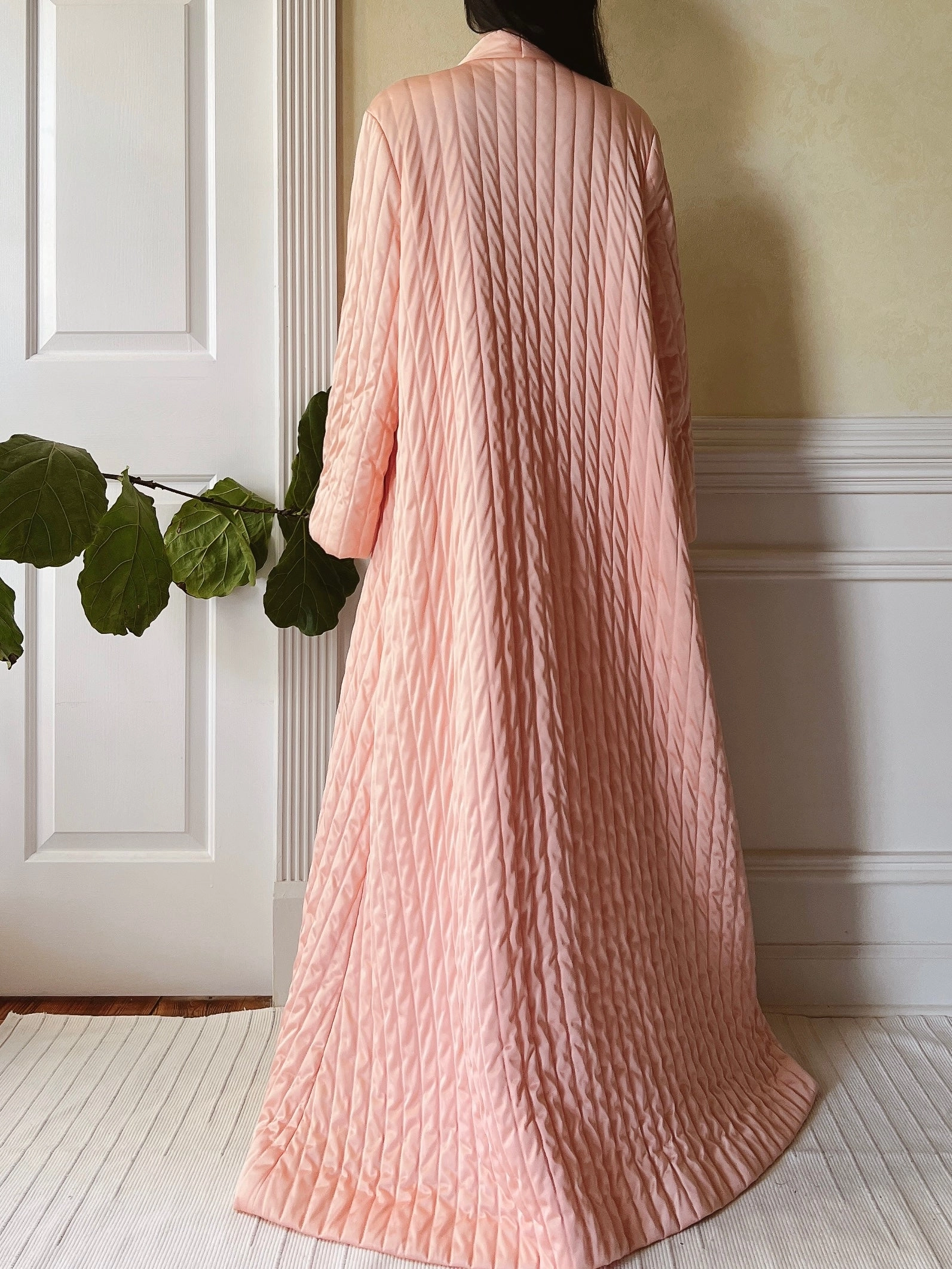 Vintage Peach Quilted Duster - M