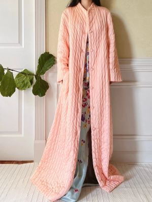 Vintage Peach Quilted Duster - M