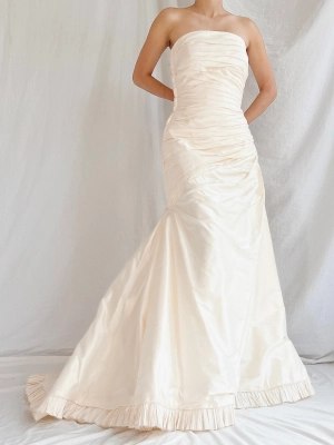 Vintage Pronovias Italian Silk Faille Gown - S/6