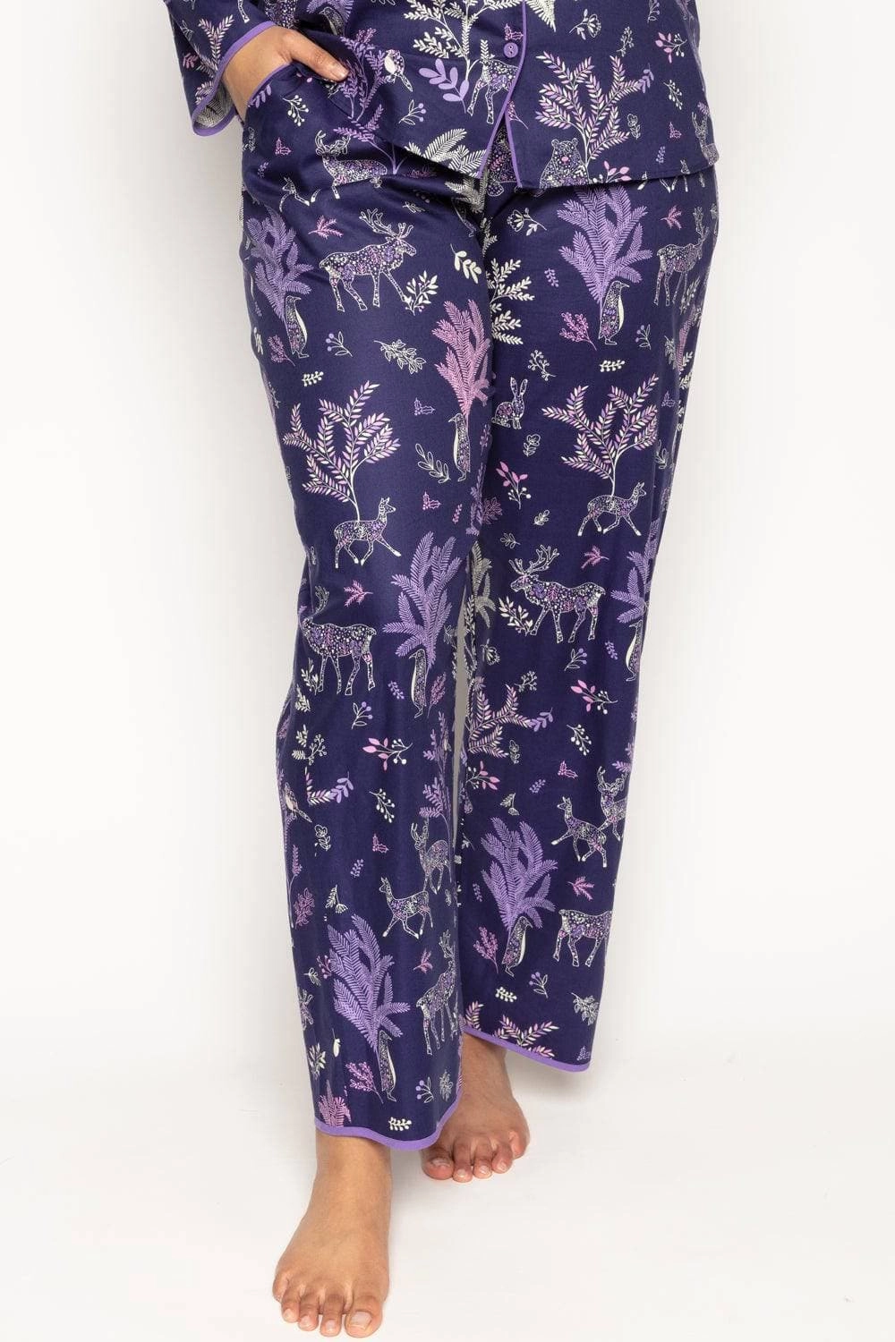 Violet Forest Animal Print Pyjama Pants, Size UK 8