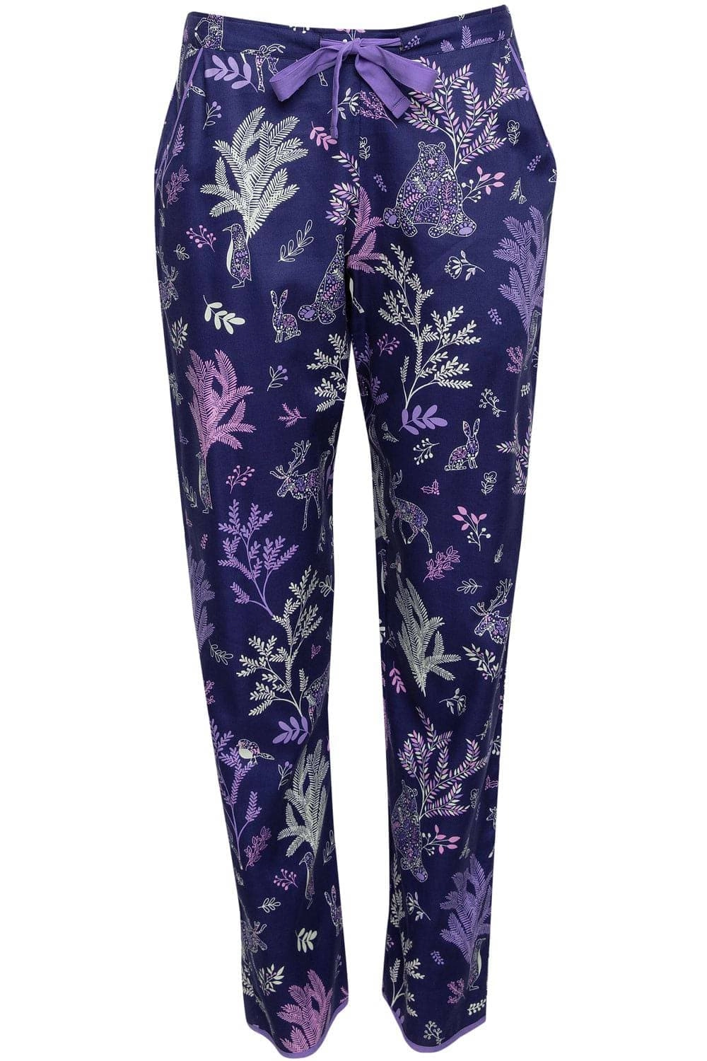Violet Forest Animal Print Pyjama Pants, Size UK 8