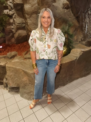 Wild Flower Cream Button Up Top