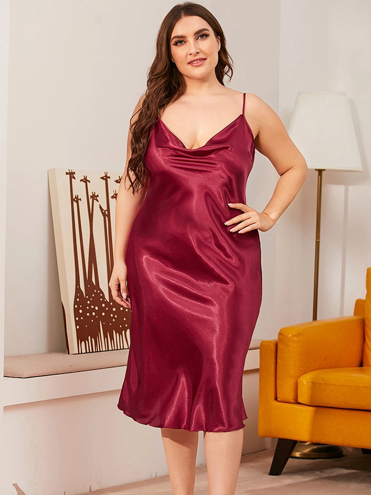 Women's Plus Size Comfort Satin Slip Sleep Nightdresses