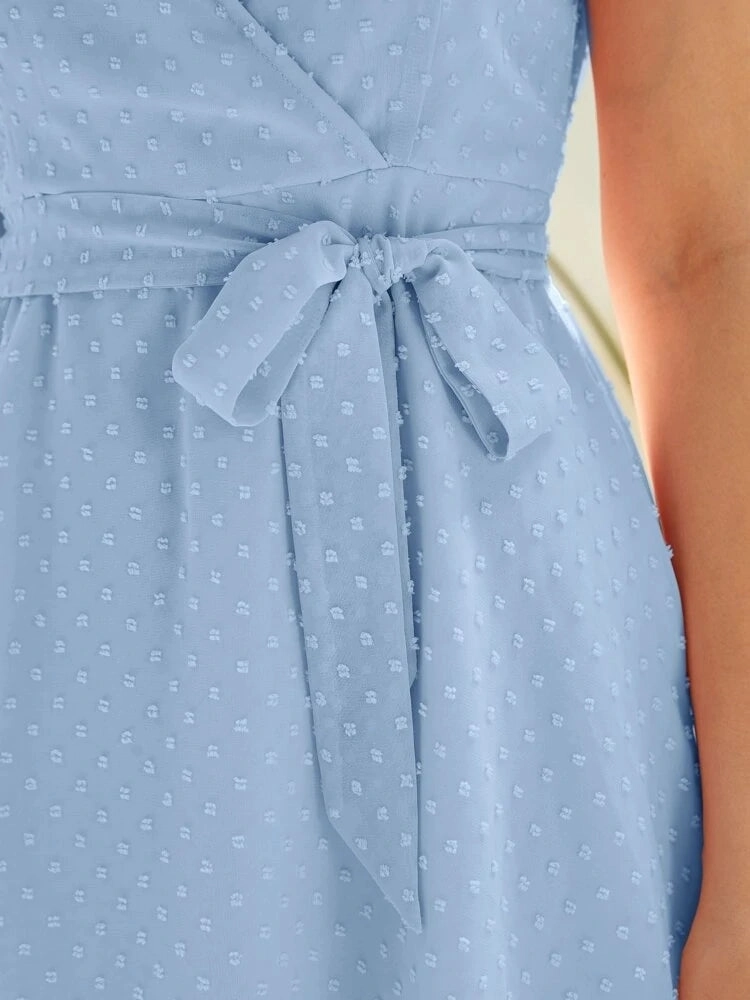 Women's Ruffles Sleeve V-neck Casual Dress