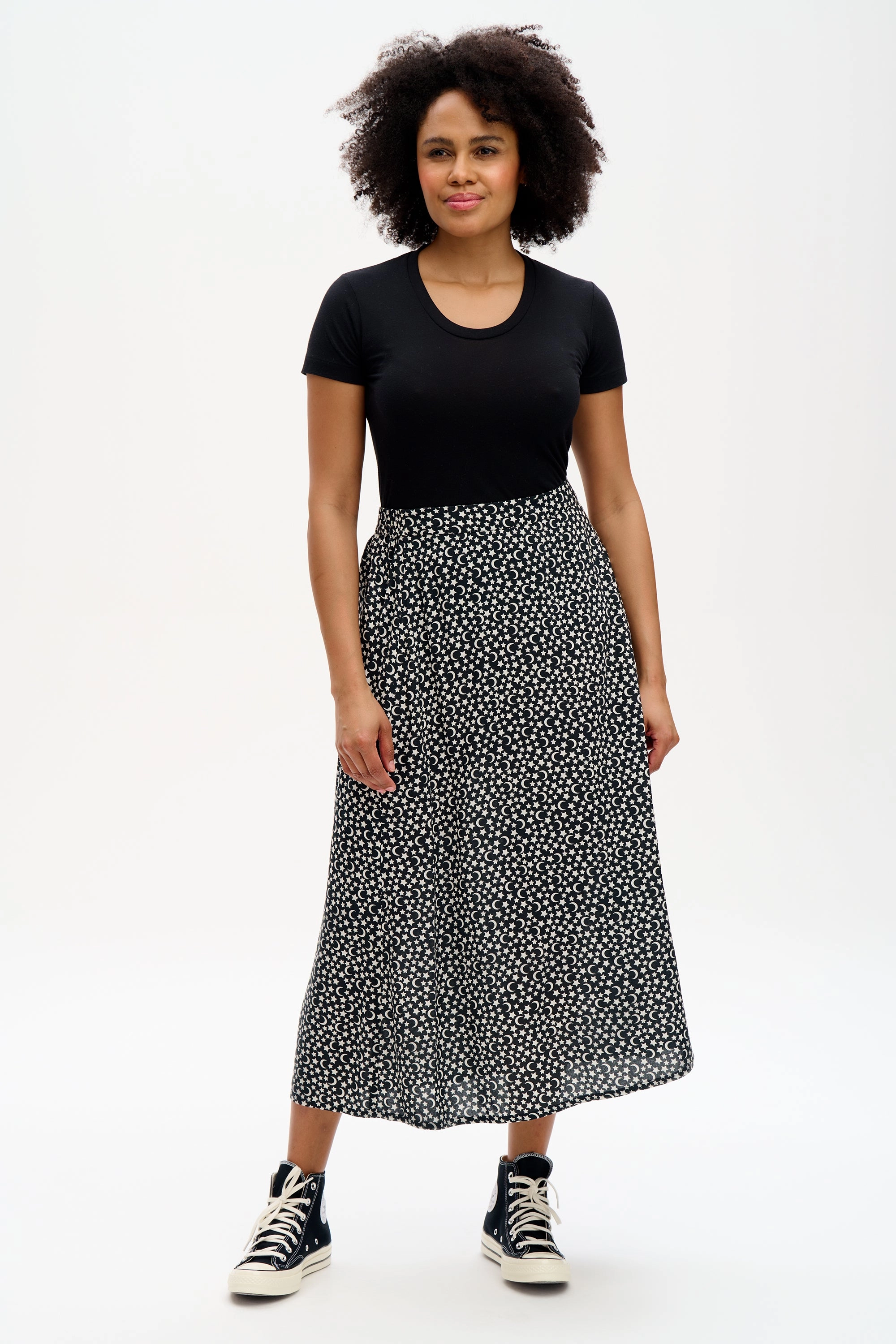 Zora Skirt - Monochrome Moon & Stars